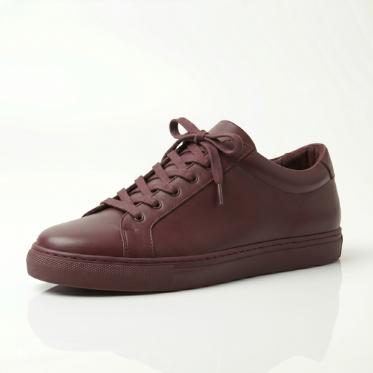 Burgundy Mason Leather Sneakers